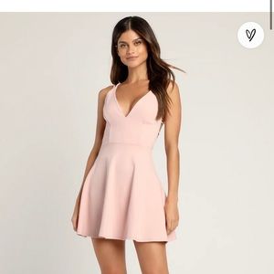 Lulus Blush Pink Backless Skater Dress